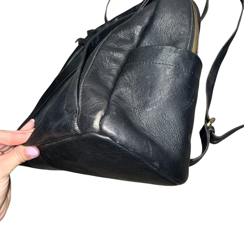 Lodis Backpack Women Medium Black Good Leather Zippered Minimalist Bag‎